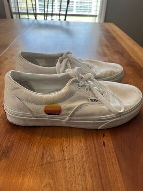 Vans White Canvas Sneakers with Sunset Patch